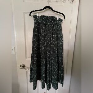 Pleated Polka Dot Midi Skirt